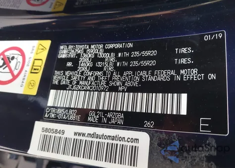 2019 Lexus Rx 350L Premium из США, поврежденный, VIN JTJGZKCA9K2010972